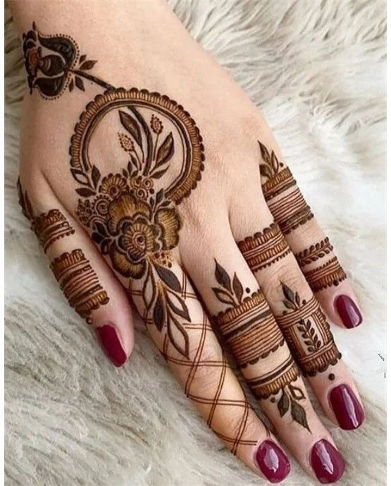 Ornate Cascade Back Hand Mehndi Design Motif Ornate Cascade Back Hand Mehndi Design Motif
